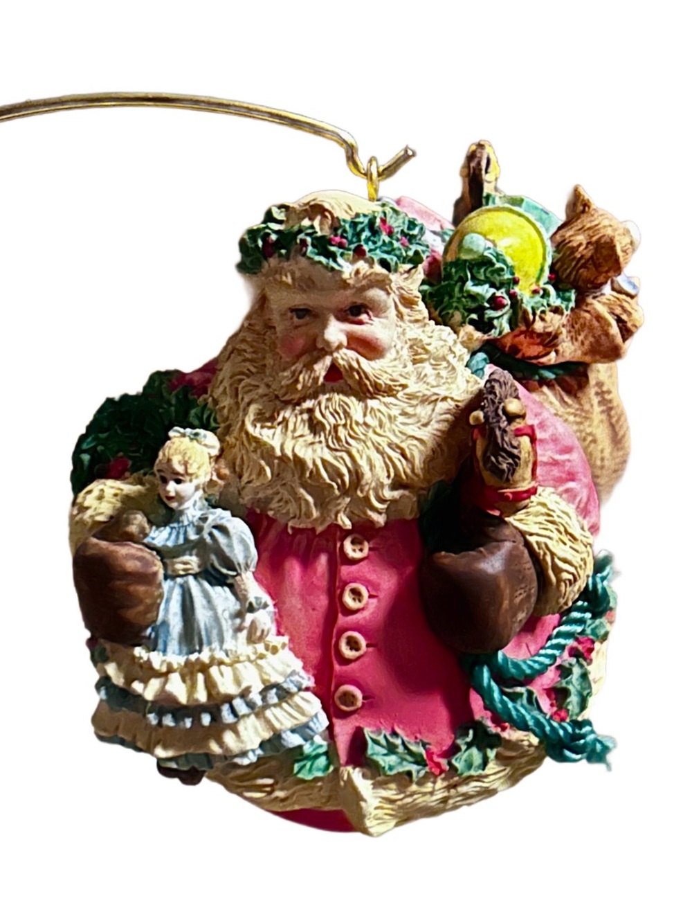 Hallmark ~ 1994 ~ Porcelain ~ Jolly Holly Santa ~ Ornament W/ Stand ~ New